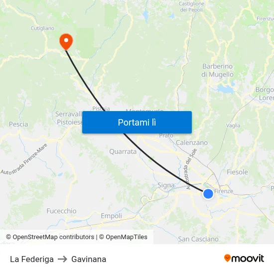 La Federiga to Gavinana map