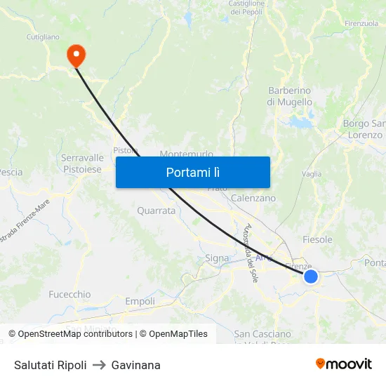 Salutati Ripoli to Gavinana map