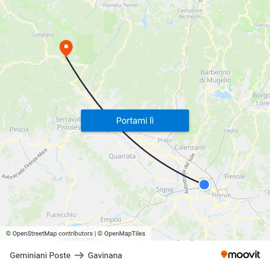 Geminiani Poste to Gavinana map