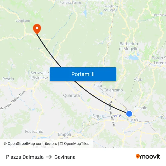 Piazza Dalmazia to Gavinana map