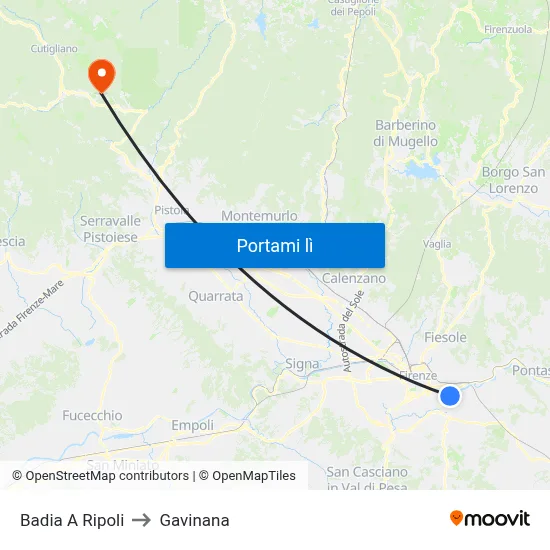 Badia A Ripoli to Gavinana map