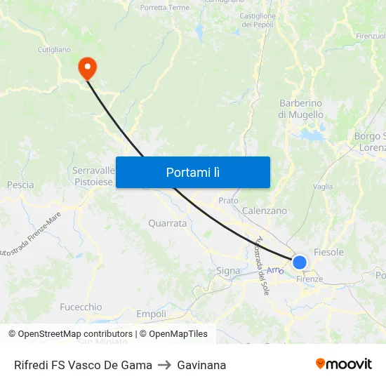 Rifredi FS Vasco De Gama to Gavinana map