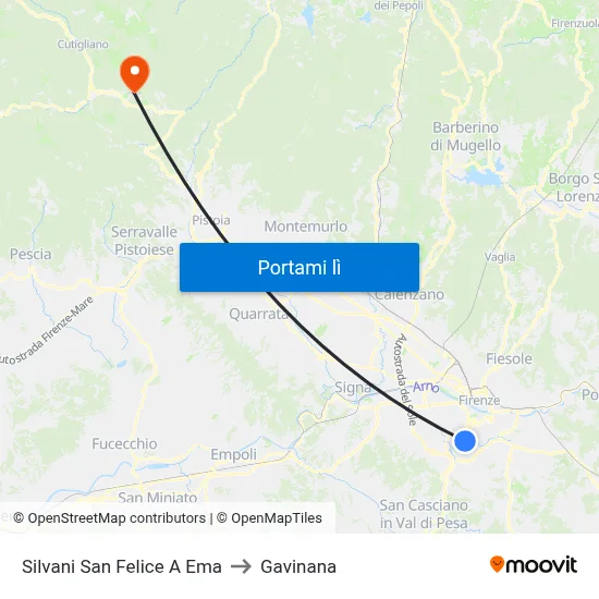 Silvani San Felice A Ema to Gavinana map