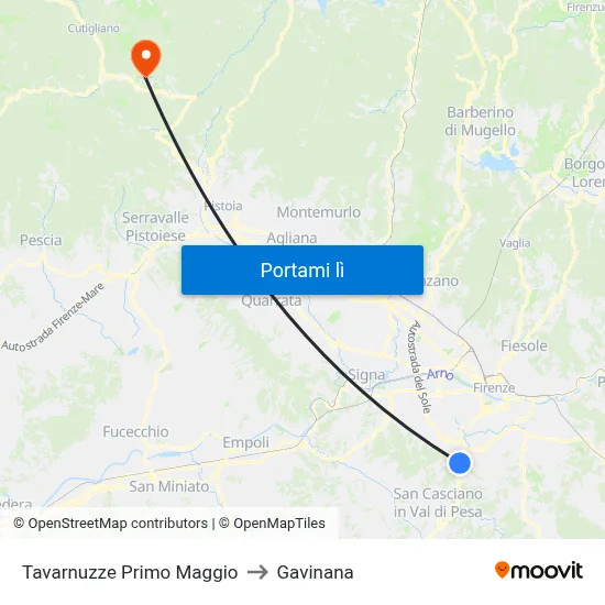 Tavarnuzze Primo Maggio to Gavinana map
