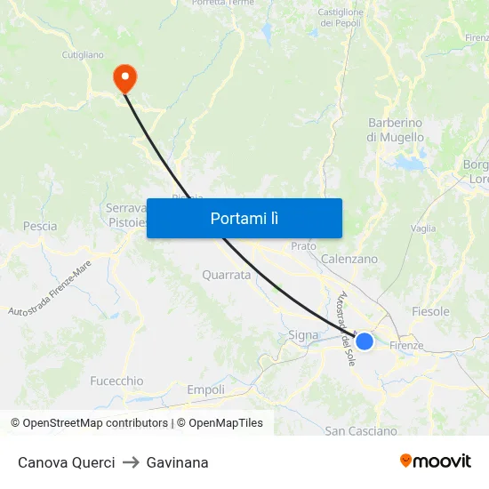Canova Querci to Gavinana map
