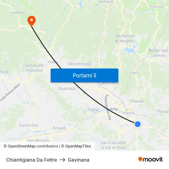 Chiantigiana Da Feltre to Gavinana map