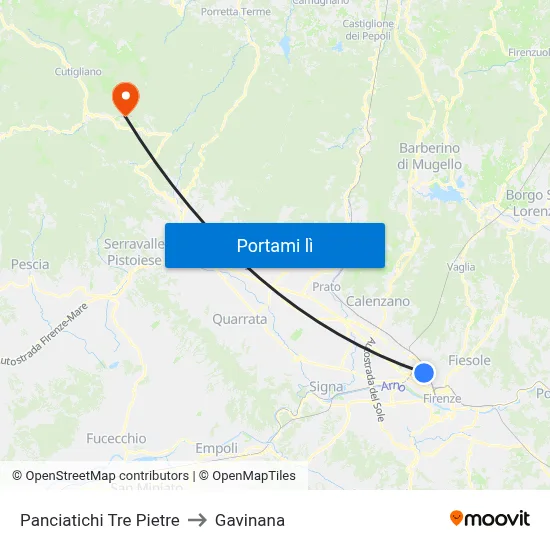 Panciatichi Tre Pietre to Gavinana map