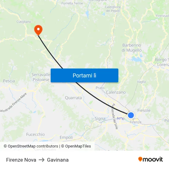 Firenze Nova to Gavinana map
