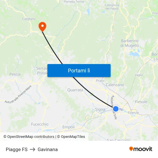 Piagge FS to Gavinana map