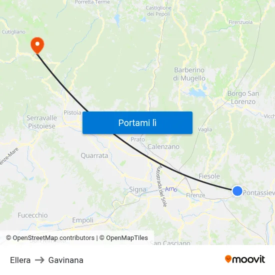 Ellera to Gavinana map