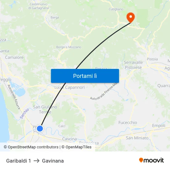 Garibaldi 1 to Gavinana map