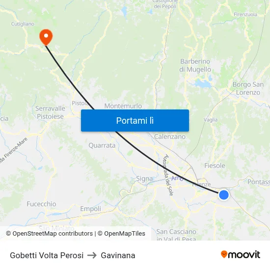 Gobetti Volta Perosi to Gavinana map
