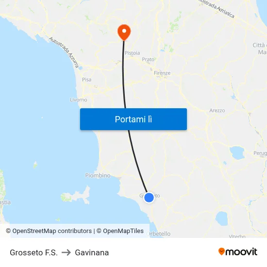 Grosseto F.S. to Gavinana map