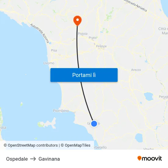 Ospedale to Gavinana map