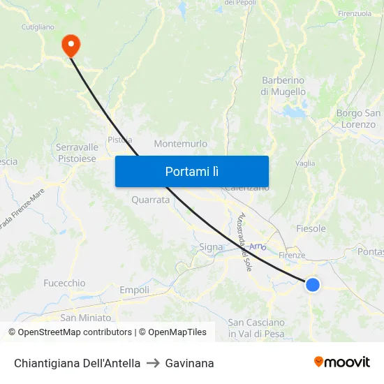 Chiantigiana Dell'Antella to Gavinana map