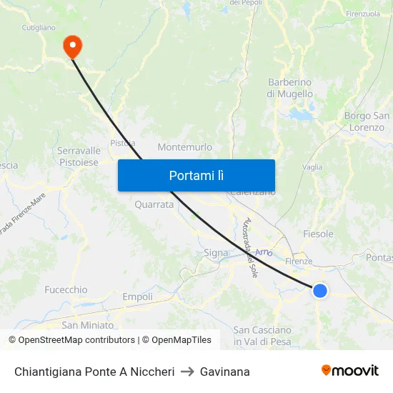 Chiantigiana Ponte A Niccheri to Gavinana map