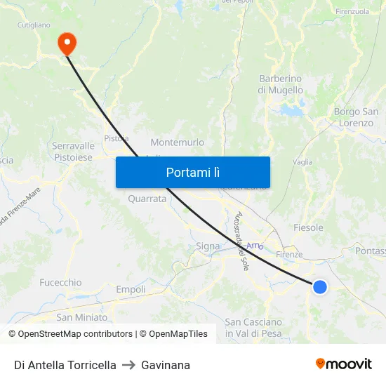 Di Antella Torricella to Gavinana map