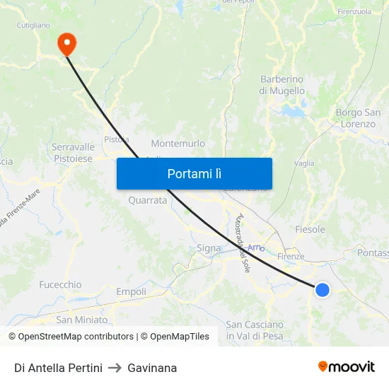 Di Antella Pertini to Gavinana map