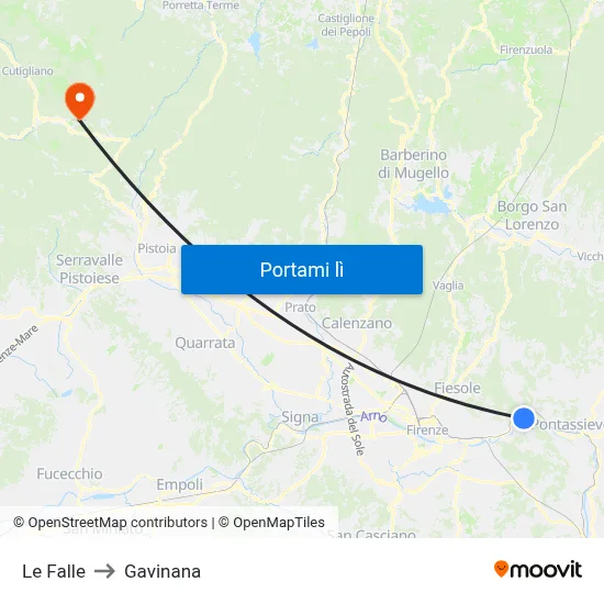 Le Falle to Gavinana map
