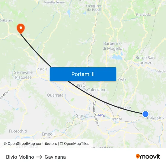 Bivio Molino to Gavinana map