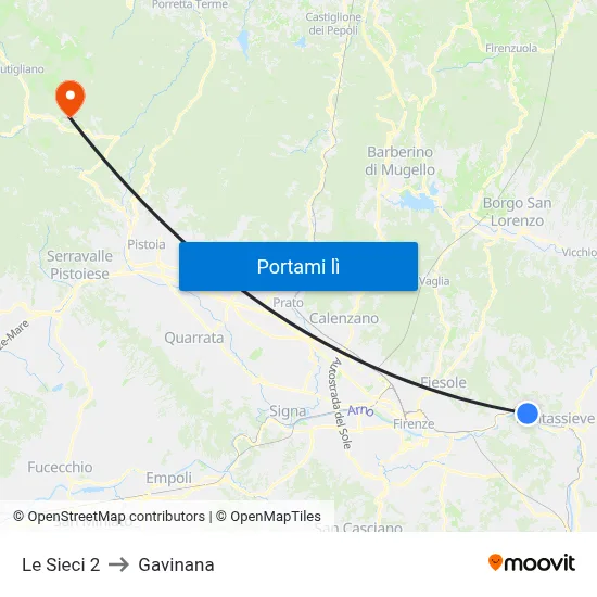 Le Sieci 2 to Gavinana map