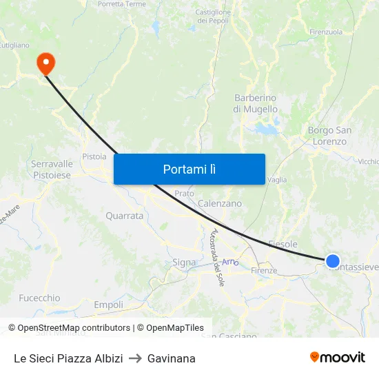 Le Sieci Piazza Albizi to Gavinana map