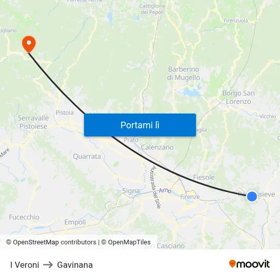 I Veroni to Gavinana map
