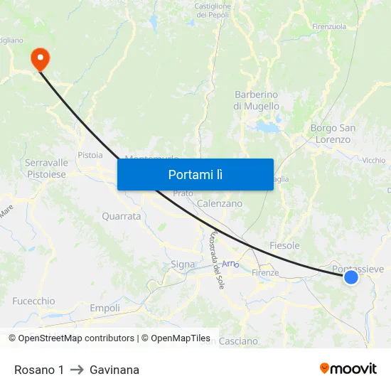 Rosano 1 to Gavinana map