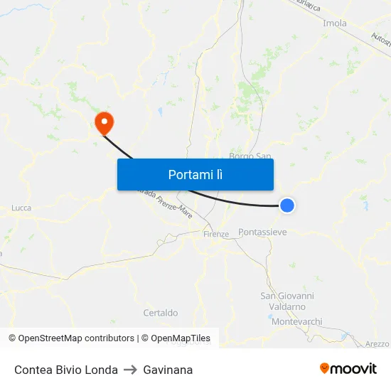 Contea Bivio Londa to Gavinana map