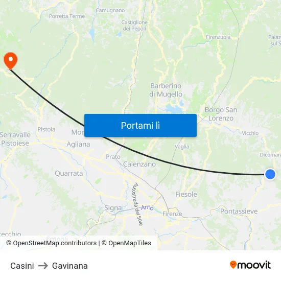Casini to Gavinana map