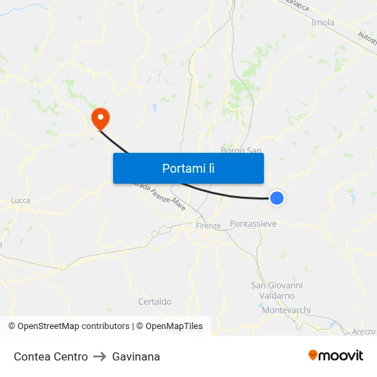 Contea Centro to Gavinana map