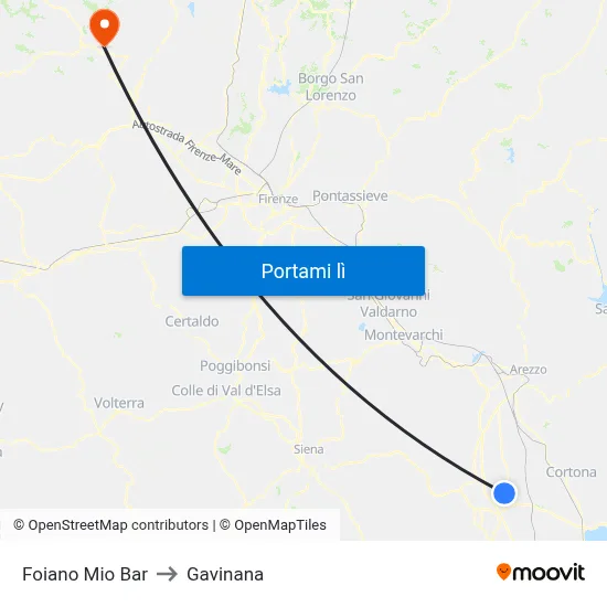 Foiano Mio Bar to Gavinana map