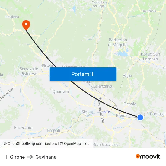 Il Girone to Gavinana map
