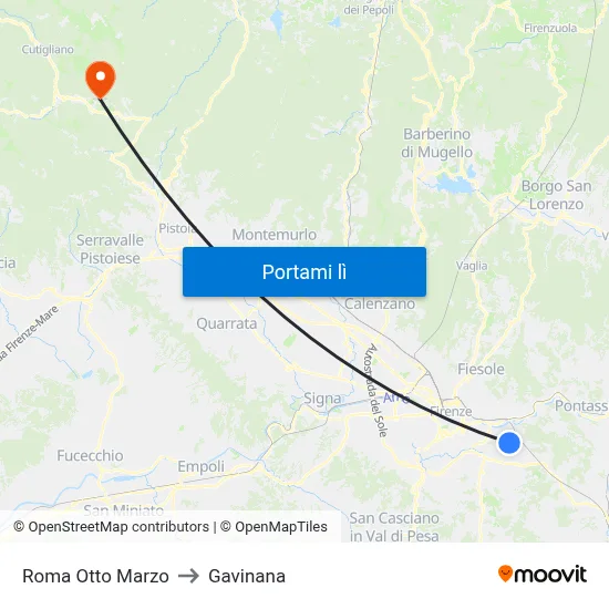 Roma Otto Marzo to Gavinana map