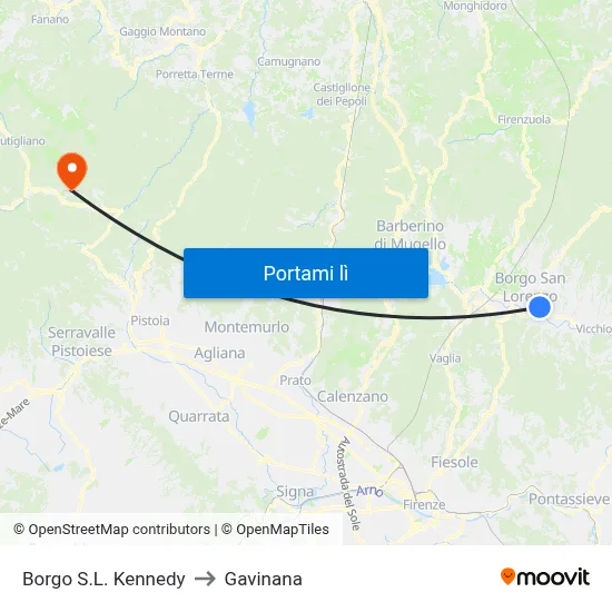 Borgo S.L. Kennedy to Gavinana map
