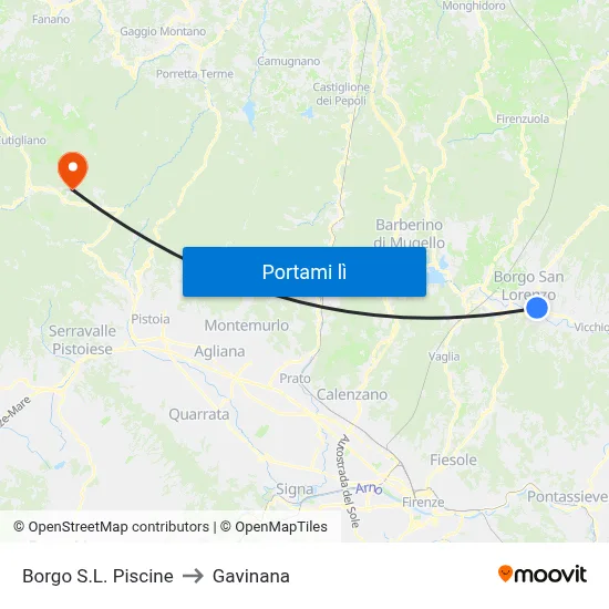 Borgo S.L. Piscine to Gavinana map