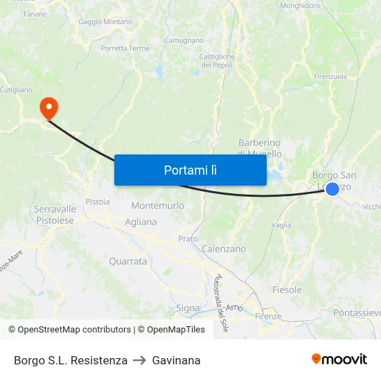 Borgo S.L. Resistenza to Gavinana map