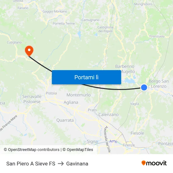 San Piero A Sieve FS to Gavinana map