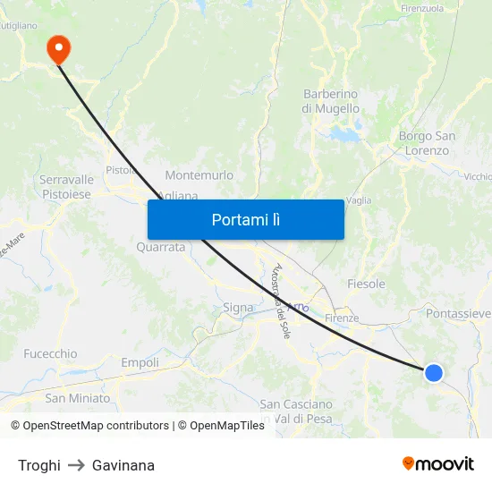 Troghi to Gavinana map