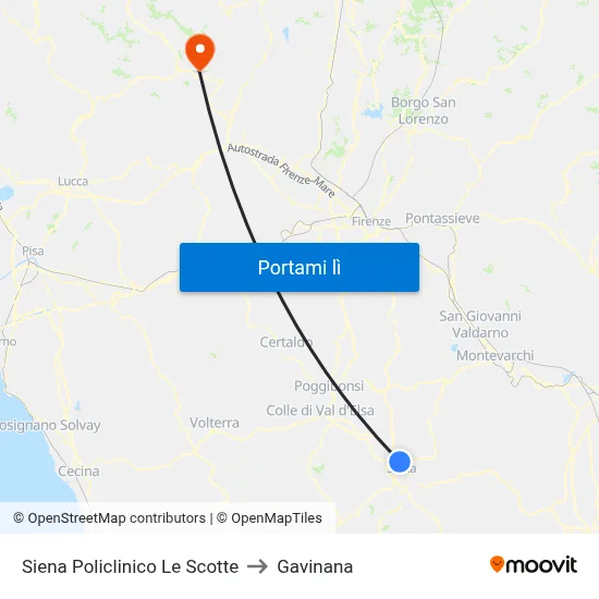 Siena Policlinico Le Scotte to Gavinana map