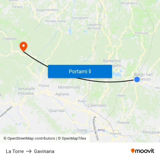 La Torre to Gavinana map