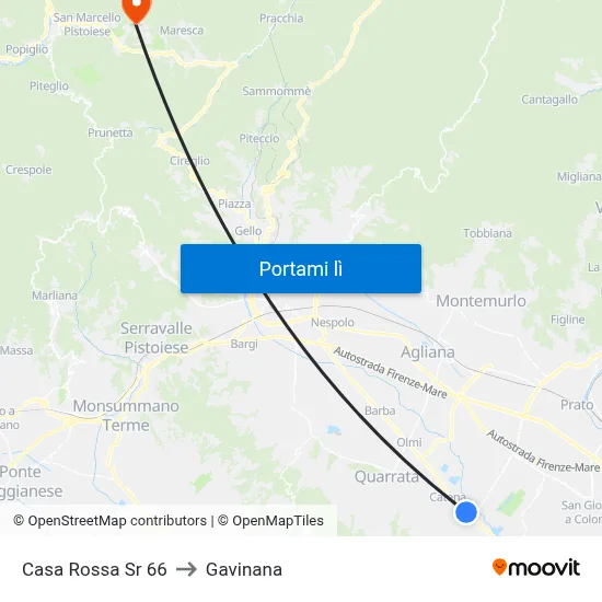 Casa Rossa Sr 66 to Gavinana map