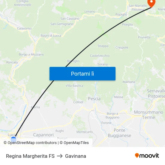 Regina Margherita FS to Gavinana map