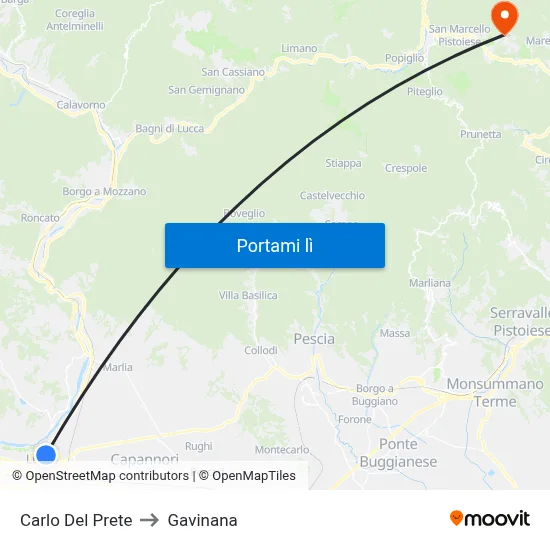 Carlo Del Prete to Gavinana map