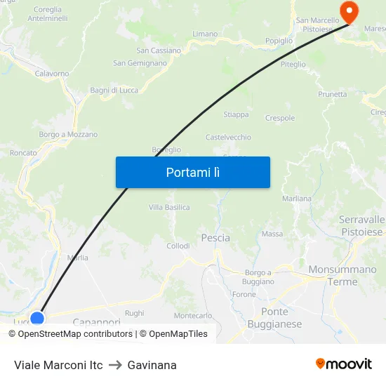 Viale Marconi Itc to Gavinana map