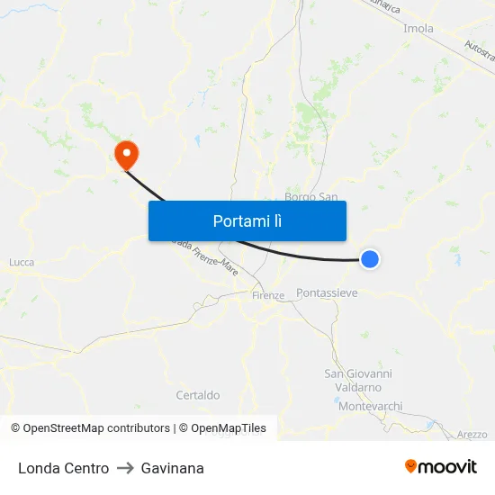 Londa Centro to Gavinana map