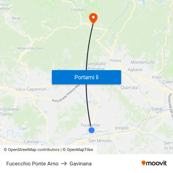 Fucecchio Ponte Arno to Gavinana map