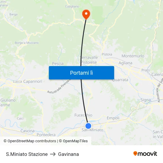 S.Miniato Stazione to Gavinana map