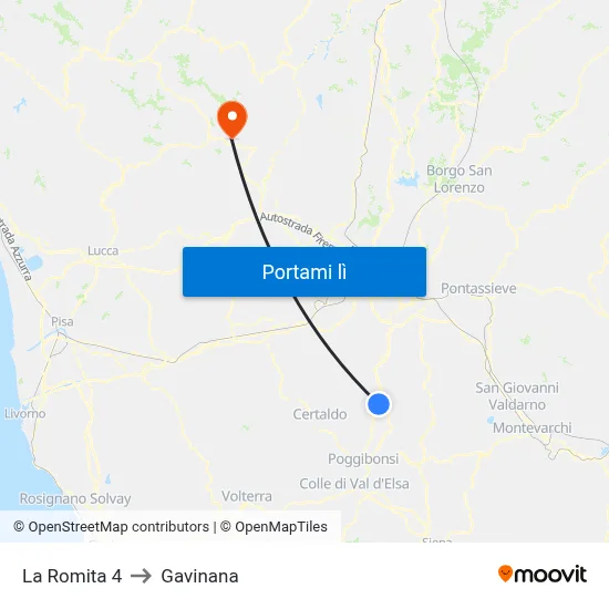 La Romita 4 to Gavinana map