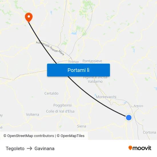 Tegoleto to Gavinana map